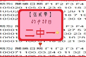 【伍貳零】「今彩539」03月28日 二中一參考