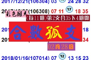 539彩色斑馬今彩合數孤支~02月28日2018分享版!!