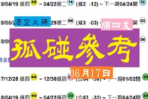 2018酒空大師六合孤碰06月17日兩版心水報讚喔~