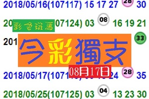 彩色斑馬今彩獨支08月17日一支獨秀金正讚