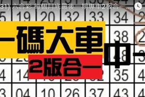 (12/31) 六合彩 每個月底最後一期專車2板合一碼大車