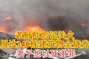 老廚師忘記關火周邊140棟建築物全燒光妻子想以死謝罪【內附影片】