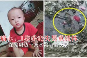 痛心！海口1歲多走失男童遺體在其家周邊一條水溝裡被發現