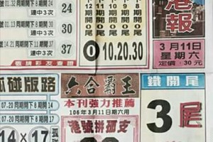 3/11 港六合 【台北港報，錢員外，港天下，神童週刊，港王，】目標三星，殺豬頭，參考，參考。