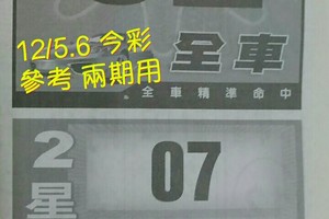 12/5.6 今彩 【財神密碼】參考 兩期用