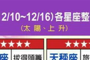 情況緊急~【12/10~12/16  各星座的整體運勢】看看你旺不旺？