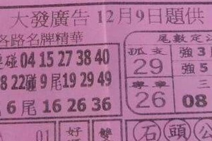 12/9 港六合 【大發廣告，金錢報，搖錢報，朝奉宮，玉寶殿，普安宮】多張財報讓你參考，參考。