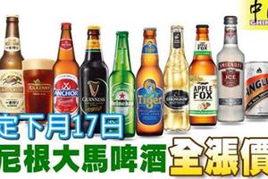 確定下月17日 海尼根大馬啤酒全漲價！