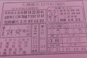 12/8 大發廣告  六合參考