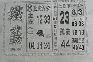 12/12 鐵籤  六合參考