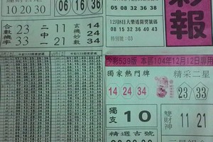 12/12 黑鷹彩報  六合參考