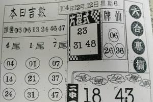 12/12 六合專欄  六合參考