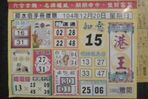 12/20 港王  六合參考