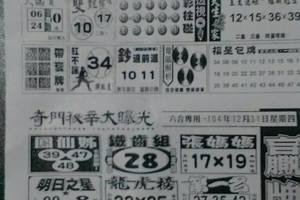 12/31 贏牌  六合參考