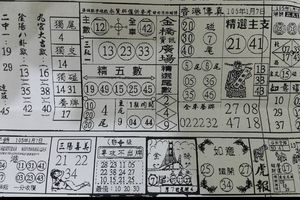 1/7 香港傳真  六合參考