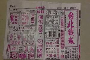 1/21 台北鐵報  六合參考