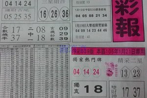 1/21 黑鷹彩報  六合參考