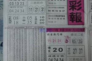 1/26 黑鷹彩報   六合參考