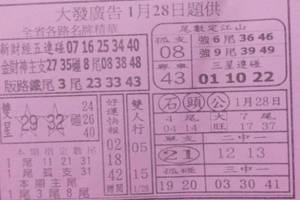 1/28 大發廣告  六合參考