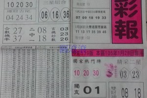 1/28 黑鷹彩報   六合參考