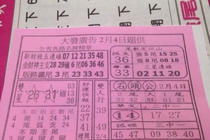 2/4 大發廣告   六合參考