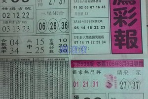 3/5 黑鷹彩報  六合參考