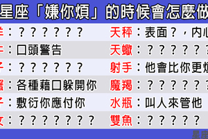 「真想求求你，離開我的視線！」12星座「嫌你煩」的時候會怎麼做！