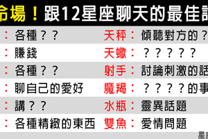 不尷尬！不冷場！與12星座約會的「最佳話題」報你知！聊得來才能進行下一步啊！