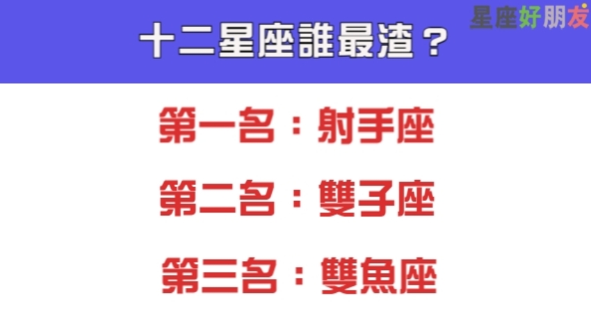 知道十二星座誰最渣嗎 哪個星座渣男渣女人數最多 12星座愛情語錄分享站 Fun01 創作分享