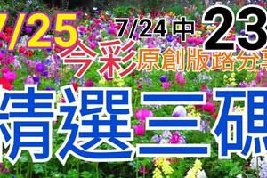 7/25 今彩539 精選三碼 7/24中23 三中一 請點圖看看 !