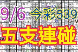 9/6 今彩539 自創版路 五支連碰 供您參考 !