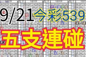 9/21 今彩539 自創版路 9/20中39  五支連碰 供您參考 !