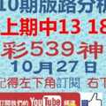 [今彩539神算] 上期3中2 - 13 18 - 10月27日 2支 10期版路分析