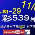 [今彩539神算] 11月8日 上期中29 5支 單號定位 雙號 拖牌