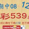 [今彩539神算] 12月8日 上期中08 4支 單號定位 雙號 拖牌