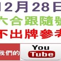 六合跟隨號-12月28日六合彩不出牌參考