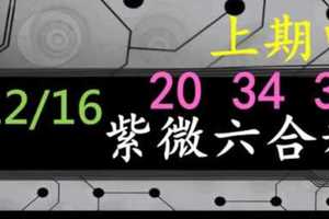 紫微六合彩 12月16日 上期中20 34 35 紫微抖抖3星版路