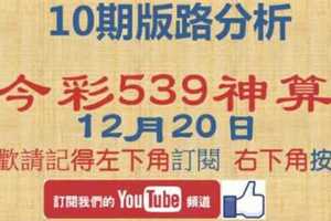 [今彩539神算] 12月20日 獨支 10期版路分析