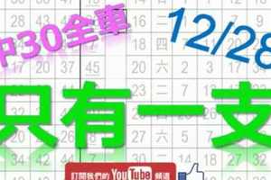 12月28日 六合彩爆報 上期中30獨支全車 只有一支 就是這支 不斷版路