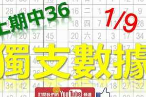 六合彩大數據 1月11日 上期中36 獨支數據 雲端精算 版路