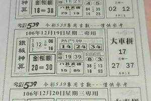 12/20今彩539大車拼參考。祝進財