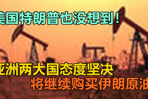 美国特朗普也没想到，亚洲两大国态度坚决，将继续购买伊朗原油！