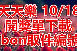 天天樂 2018/10/18 開獎單下載 IBON 取單編號