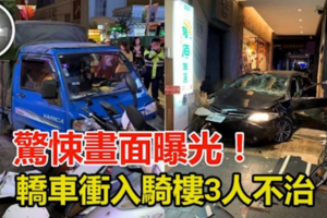 【驚悚畫面曝光！】21歲無照男尬車 轎車沖入騎樓 3人不治