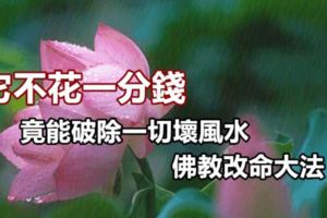 它不花一分錢，竟能破除一切壞風水，佛教改命大法！