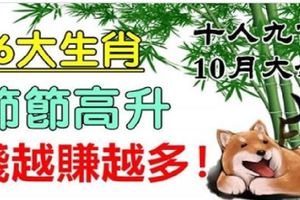 十人九富，10月大發。6大生肖節節高升。