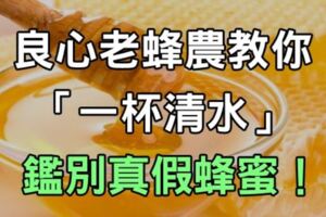 蜂蜜一定要會挑！68歲良心老蜂農教你「一杯清水」鑑別『真假蜂蜜』！