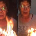 孫女在阿嬤的生日蛋糕上用心插滿68支蠟燭，沒想到點燃後竟出現「超衝擊的火神同歡慶畫面」！