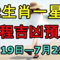 12生肖一星期運程吉凶預測（2017年7月19日—7月25日）