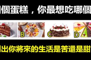 四個蛋糕，你最想吃哪個？測出你將來的生活是苦還是甜？